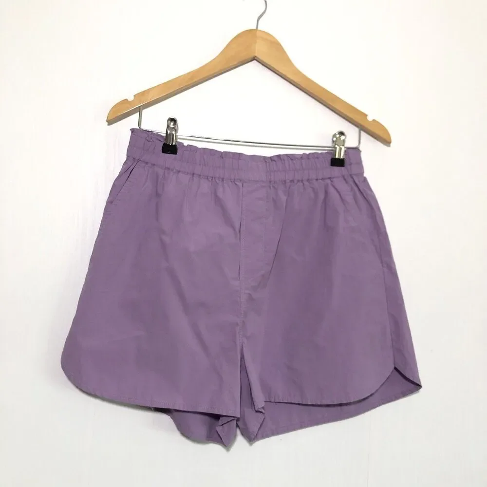 Madewell Shorts Women's Small Purple Pastel Cotton Pull-on Pockets High Rise New